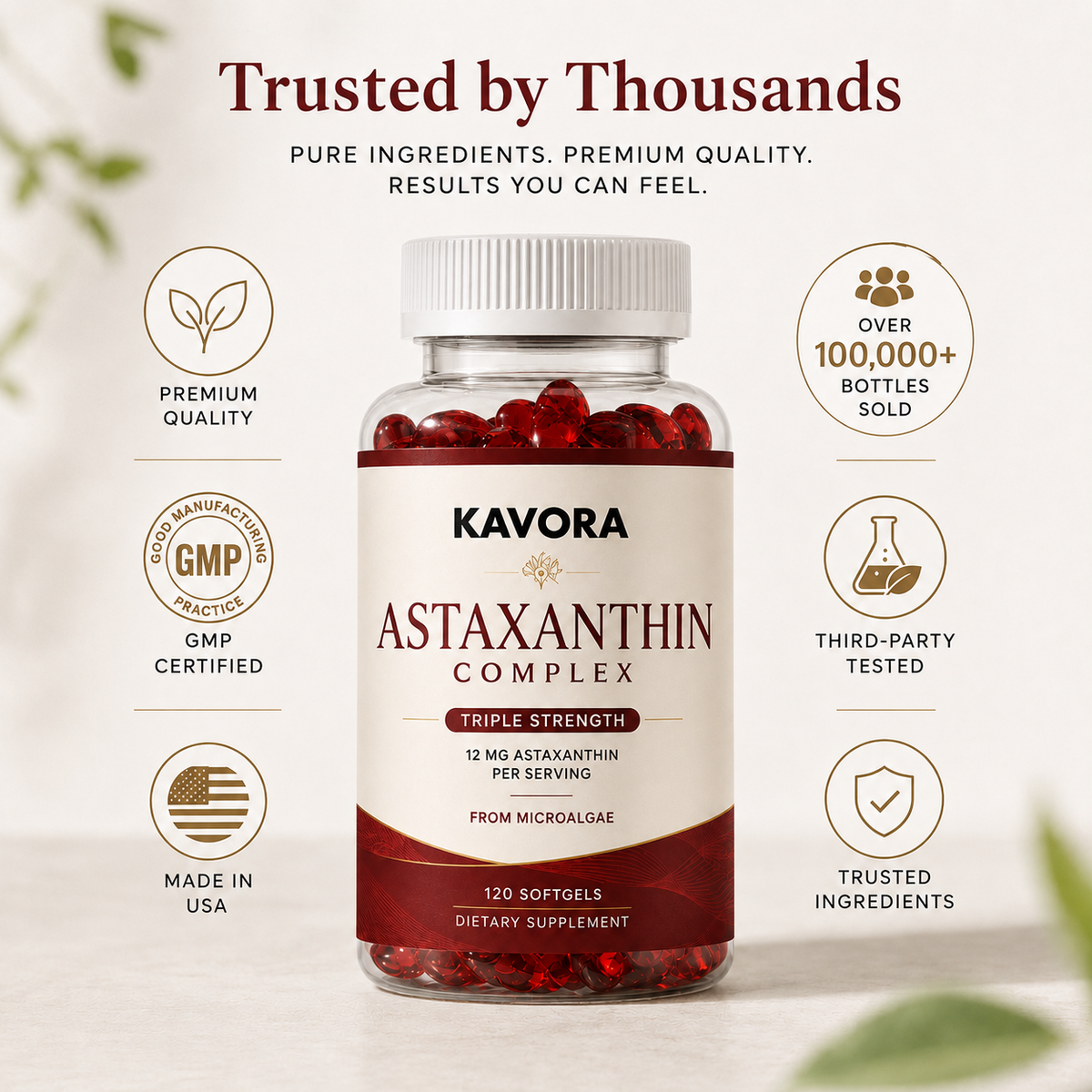 Kavora Astaxanthin 12mg Softgels