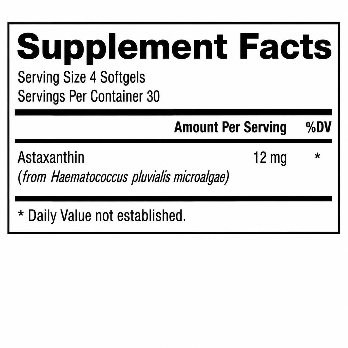 Kavora Astaxanthin 12mg Softgels